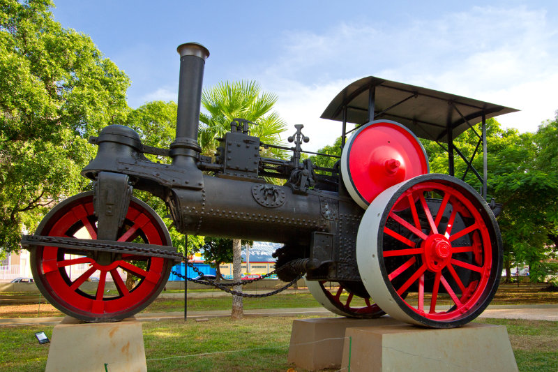 Historic steam roller manufactured in Britain by Marshall, Sons & Co (circa 1920).